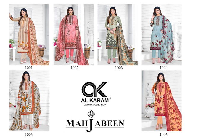 Al Karam Mahjabeen Fancy Cotton Casual Wear Karachi Cotton Dress Material Collection